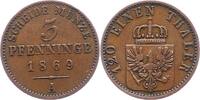 Brandenburg-Preußen 3 Pfennig Wilhelm I. 1861-1888. -