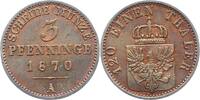 Brandenburg-Preußen 3 Pfennig Wilhelm I. 1861-1888. -