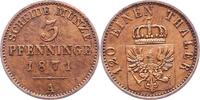 Brandenburg-Preußen 3 Pfennig Wilhelm I. 1861-1888. -