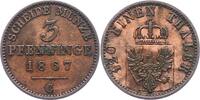 Brandenburg-Preußen 3 Pfennig Wilhelm I. 1861-1888. -