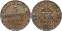 Brandenburg-Preußen 3 Pfennig Wilhelm I. 1861-1888. -