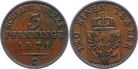 Brandenburg-Preußen 3 Pfennig Wilhelm I. 1861-1888. -
