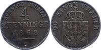 Brandenburg-Preußen 4 Pfennig Wilhelm I. 1861-1888. -