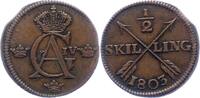 Schweden 1/2 Skilling Gustav IV. Adolf 1792-1809. -