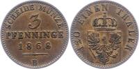 Brandenburg-Preußen 3 Pfennig Wilhelm I. 1861-1888. -