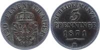 Brandenburg-Preußen 3 Pfennig Wilhelm I. 1861-1888. -