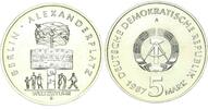 DDR 5 Mark Gedenkmünze Alexanderplatz, Weltzeituhr -