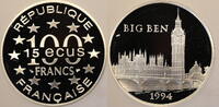 France 100 Francs 15 Ecus 1994 Big Ben vz PP offen 32,00 EUR  + 7,90 EUR frais d'envoi