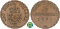 Brandenburg-Preussen 3 Pfennig Wilhelm I. 1861-1888. -