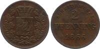 Bayern, Königreich 2 Pfenning 1866 Ludwig II. (1864-1886) wz. Rand- und ... 10,00 EUR  + 4,00 EUR frais d'envoi