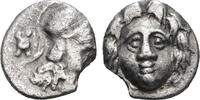 Pisidia, Selge AR Obol, head of Gorgoneion/head of Athena -