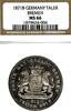 GERMANY TALER 1871 B German States Bremen 1871 Taler Coin Thaler NGC MS ... 1700,60 EUR envoi gratuit