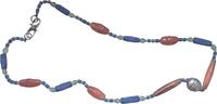 Vintage Ethnic Carnelian Lapis Lazuli Beaded Necklace 800 Silver Clasp 44cm 34g -