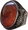 Deutschland Vintage Georg Kramer Amber Ring 835 Silver Fischland Fish Motif Size 8 T12 Rare -
