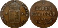 Ungarn 3 Kreuzer 1849 N.B. Unabh&auml;ngigkeitskrieg sehr sch&ouml;n 95,00 EUR  + 10,00 EUR frais d'envoi
