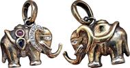 Birma Vintage 925 Sterling Silver Two-Tone Gold Washed Elephant Pendant Charm -