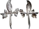 Deutschland Vintage 835 Silver Parrot Bird on Branch Brooch Pin 6cm Mid-Century European -