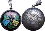 Siam Vintage Siam Sterling Silver Colorful Enamel Floral Locket Pendant 3cm 12.85g -
