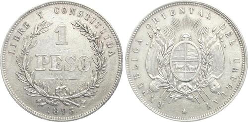 Uruguay 1 Peso 1893 So Republik, selten! SUP