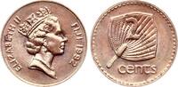 Fiji 2 Cents Elisabeth II., Kupfer platiertes Zink -