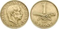 D&auml;nemark 1 Krone 1945 N Christian X. ss 5,00 EUR  + 10,00 EUR frais d'envoi