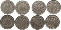 Deutschland 10 Pfennig Lot von 4 x 10 Pfennig -