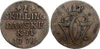 1 Skilling 1771 Dänemark Christian VII. fss