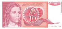 Yougoslavie 10 Dinara 10 Dinara Yougoslavie 01.09.1990 ss+ 5,00 EUR  + 7,90 EUR frais d'envoi