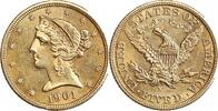 Etats - Unis 5 Dollars 1901 5 Dollars Libert&eacute; - Etats-Unis vz+ 1155,00 EUR envoi gratuit