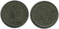 Pays - Bas Argent 25 Cents 25 Cents Wilhelmine Petit Buste Pays - Bas Argent -