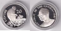 Gambia 20 Dalasis 1987 Temminck Stummelaffe proof 35,00 EUR  + 10,00 EUR frais d'envoi