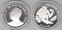 Gambia 20 Dalasis 1994 Schimpanse proof 38,00 EUR  + 10,00 EUR frais d'envoi