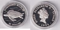 Tuvalu 20 $ 1993 Lederschildkröte proof 35,00 EUR  + 10,00 EUR frais d'envoi