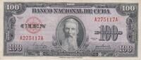 Cuba 100 Pesos Cuba 100 Pesos 1950 Aguilera Pick#82a XF -