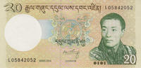 Bhutan 20 Ngultrum Bhutan 20 Ngultrum 2013 KM#30b UNC -