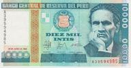 Peru 10000 Intis Peru 10000 Intis 28.06.1988 Pick#140 UNC -