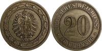Deutschland 20 Pfennig Kaiserreich 20 Pfennig 1887 A TOP ERHALTUNG! J#6 -