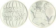 Luftfahrt - Ballon Silbermedaille a. 100 Jahre Ballon-Post -