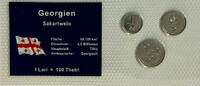 Georgien Lot von 3 Stücken 1, 2 und 3 Thetri -