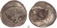 Greek - Caria hemiobol Uncertain, Forepart of a bull / Star of 3 rays, apparently unpublished -