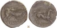 Greek - Apulia AE 19mm Arpi, Bull butting right / Horse galopping right -
