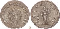 Roman Empire AR Antoninianus Philip II. as Augustus, AEQVITAS AVG, Aequitas standing -