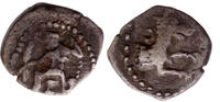 Greek AR obol Lycaonia Laranda, Baal, Forepart of a Wolf -