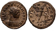 Roman Empire Antoninianus Aurelianus, Oriens Avg, Sol Holding bow treading down an enemy, Rome -
