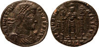 Roman Empire AE centenionalis Emperor standing holding a labarum in each hand -