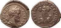 Roman Empire AR denarius Septimius Severus, Part Max, Trophy, two captives at base -