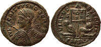 Roman Empire follis Crispus as Caesar, Siscia, Standard with Votx on banner, two captives at base -