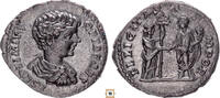 Roman Empire AR denarius Geta as Caesar, Felicitas Tempor Felicitas Clasping Hands with Geta -