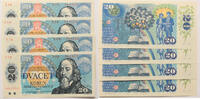 Czechoslovakia 20 korun 4 pcs consecutive serial numbers -