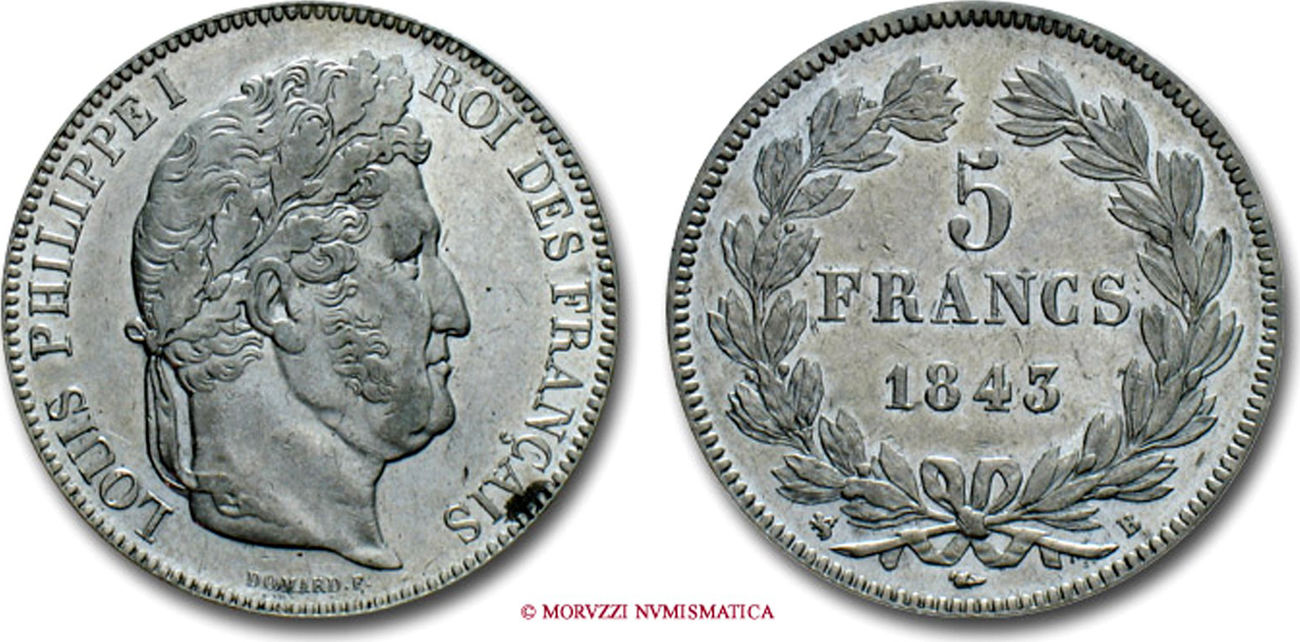 France / Frankreich 5 FRANCS 1843 B Louis-Philippe Ier Presque Superbe ...